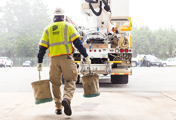 Dominion Energy Line Worker Loading Truck